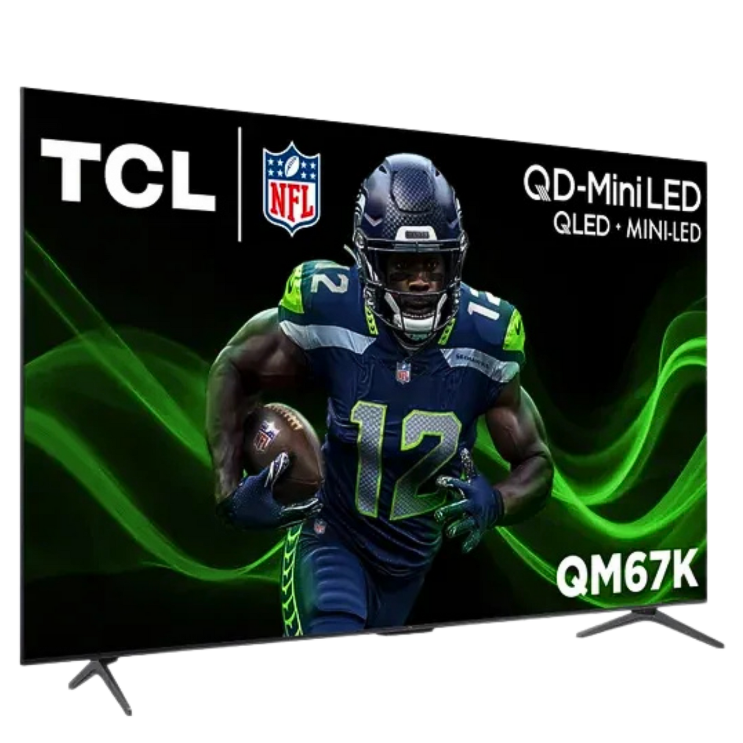 Open box TCL 65-inch QM6K Series 4K UHD QD-mini LED TV showing the sleek screen and modern design.