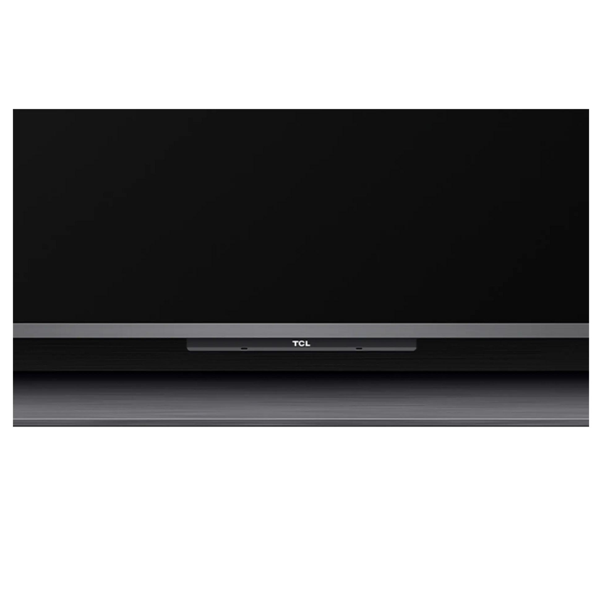 Open box TCL 65-inch QM8K Series 4K UHD HDR Mini-LED Smart Google TV showing screen and sleek black design.