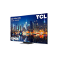 Open box TCL 65-inch QM8K Series 4K UHD HDR Mini-LED Smart Google TV displaying a vibrant home screen.