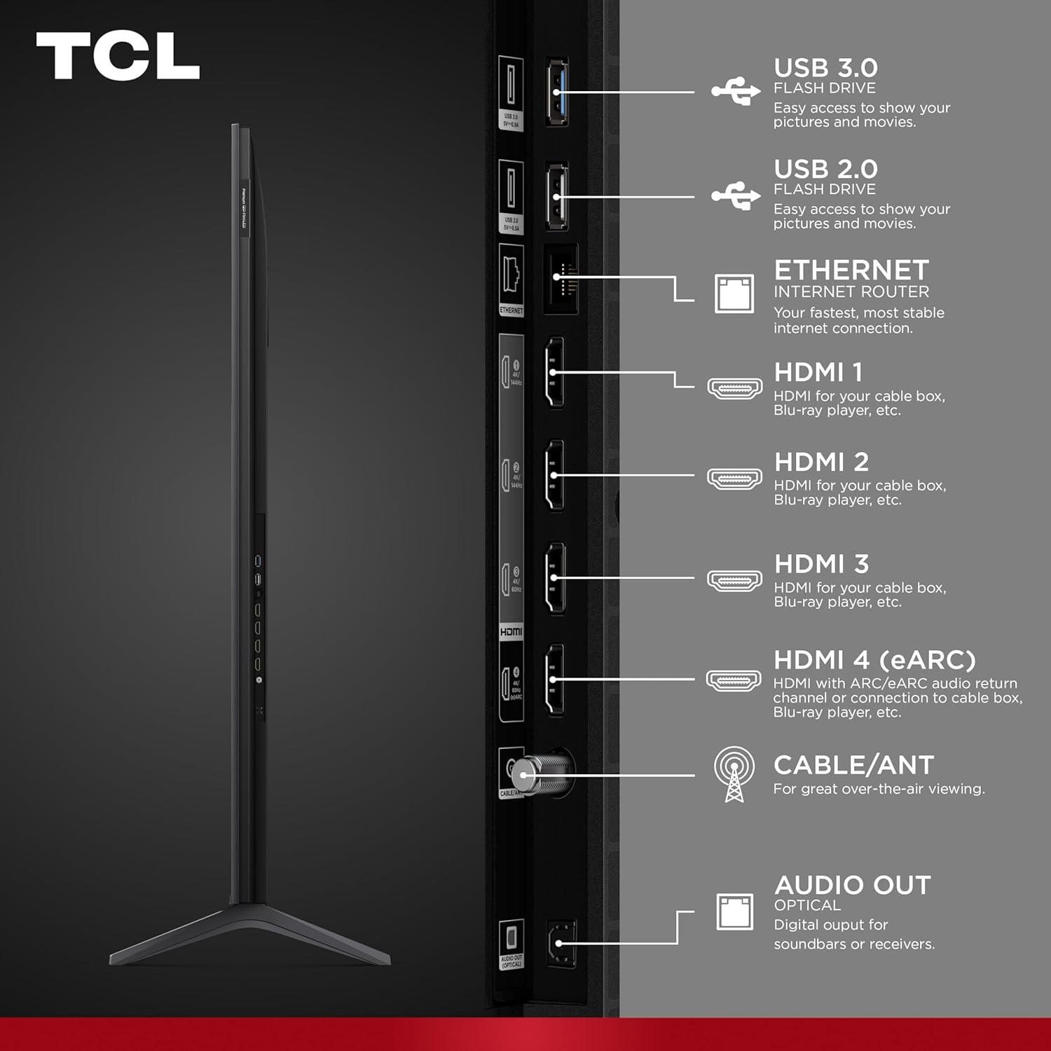 Open box TCL 55-inch Mini-LED 4K UHD Smart TV with Dolby Vision IQ, HDR10+, 144Hz, Dolby Atmos, Fire TV interface.