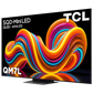 Open box TCL 75-inch QM7L Series 4K UHD Dolby Vision HDR Mini LED Smart TV with Dolby Atmos and Google TV interface.