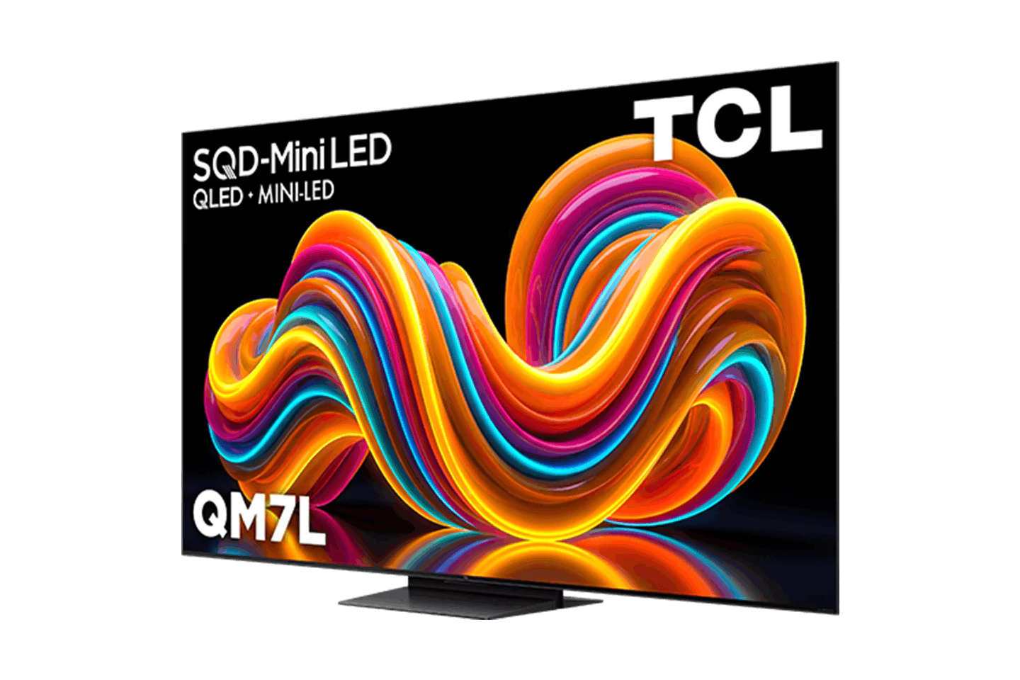 Open box TCL 75-inch QM7L Series 4K UHD Dolby Vision HDR Mini LED Smart TV with Dolby Atmos and Google TV interface.