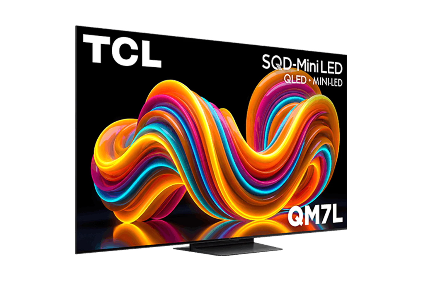 Open box TCL 75-inch QM7L Series 4K UHD Dolby Vision HDR Mini LED Smart TV with 144Hz and Dolby Atmos technology.
