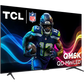 Open box TCL 85-inch QM6K Series 4K UHD HDR QD-mini LED Smart Google TV showing screen and sleek black frame.