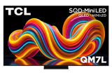 Open box TCL 85-inch QM7L Series 4K UHD Smart TV with Dolby Vision HDR, Mini LED, 144Hz refresh rate, Dolby Atmos, Google TV.