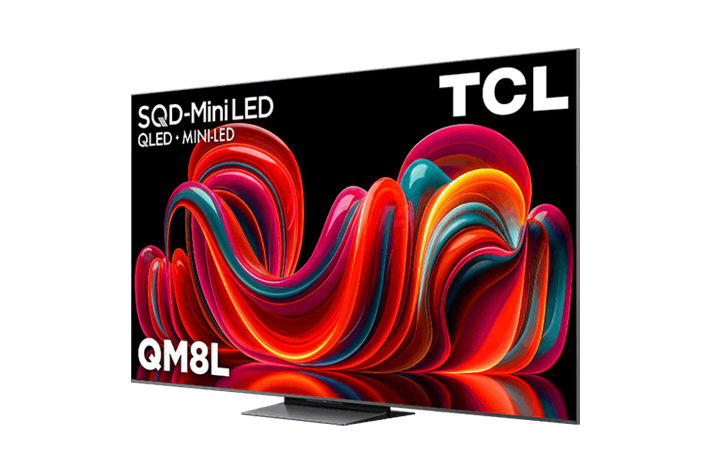 Open box TCL 85-inch QM8L Series 4K UHD HDR Mini LED Google TV with Dolby Vision and Atmos, 144Hz refresh rate.