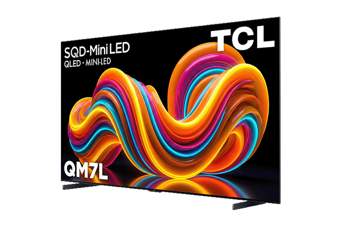 Open box TCL 98-inch QM7L Series 4K UHD Smart TV with Dolby Vision, HDR, Mini LED, 144Hz, Dolby Atmos, Google TV interface.