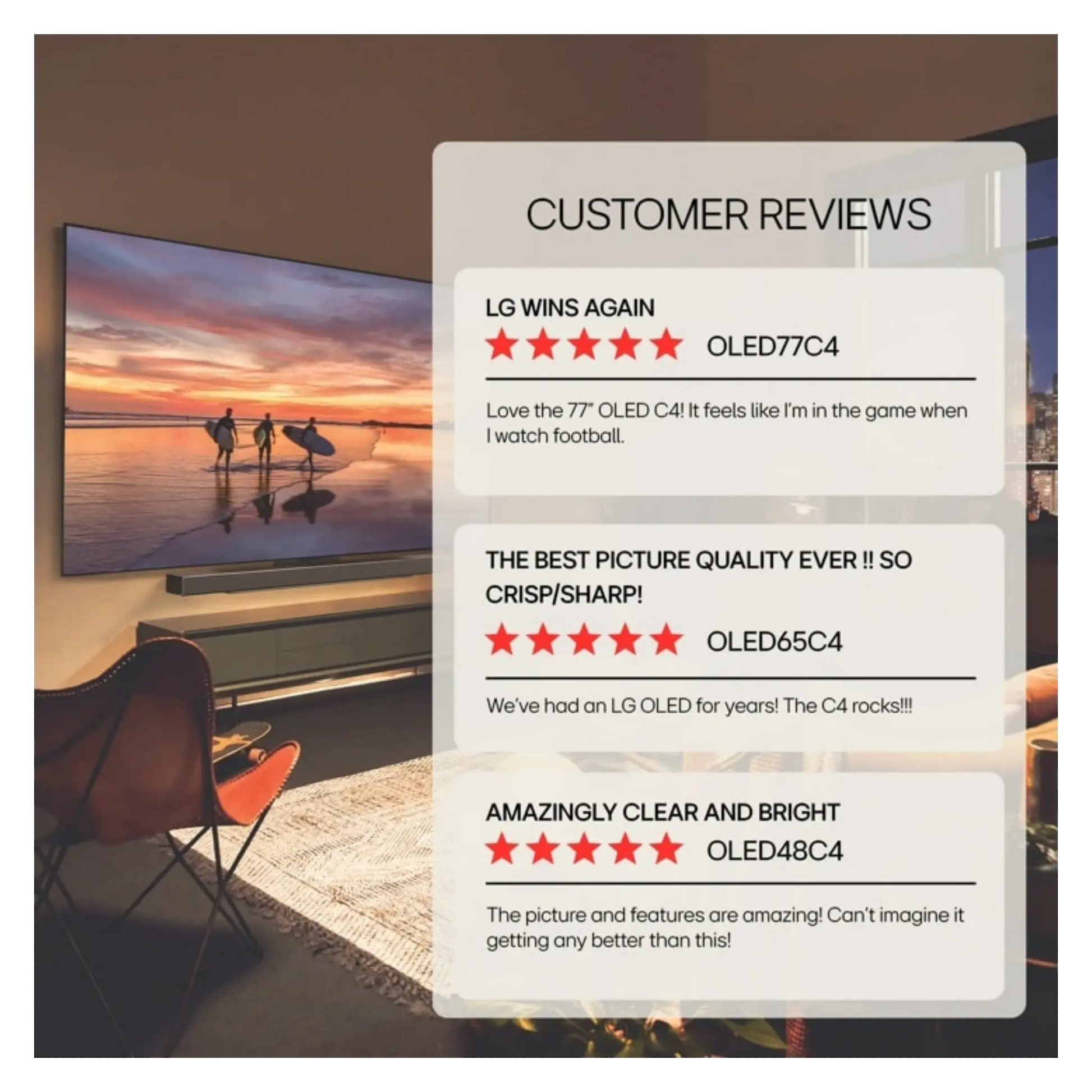 Open box - LG 77" C4 OLED evo 4K Smart TV - α9 AI Processor 4K, Alexa Built-in, 144Hz Refresh Rate, HDMI 2.1, G-Sync, FreeSync, VRR- (OLED77C4PUA) 2024 LG