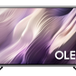 Samsung S95H OLED 4K Vision AI Smart TV displaying vibrant images on a sleek black screen with a modern stand.